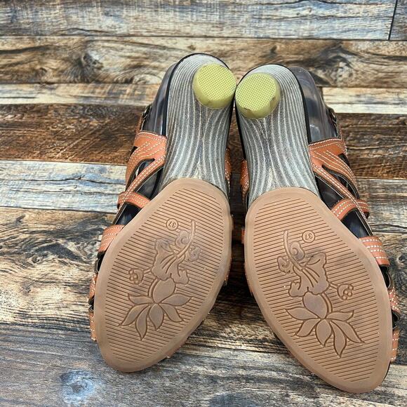 L'artiste Spring Step Flourish Gladiator Sandals Women's 37 Brown Leather Heels - Picture 7 of 10